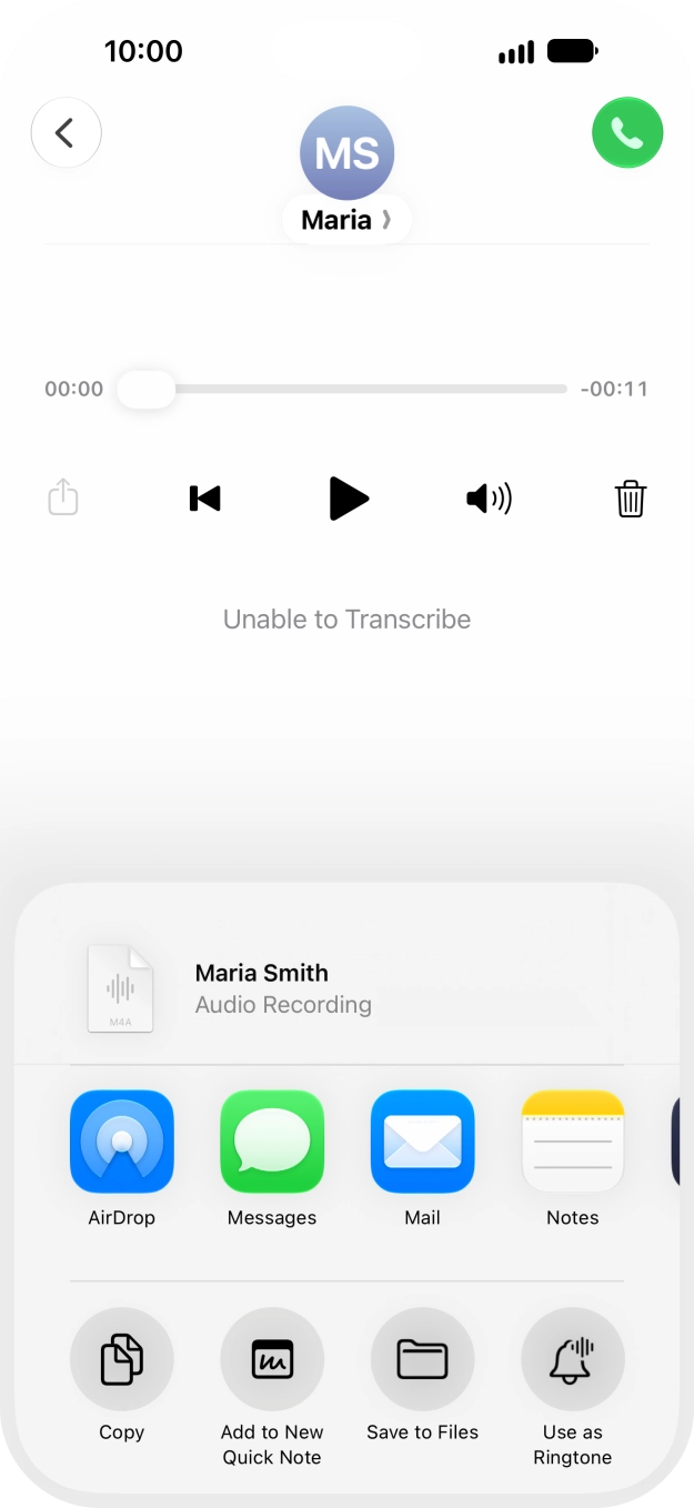 Press the required setting and follow the instructions on the screen to share or save the message. Press the required setting and follow the instructions on the screen to share or save the message.