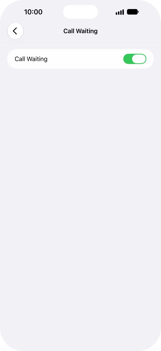 Press the indicator next to 'Call Waiting' to turn the function on or off.