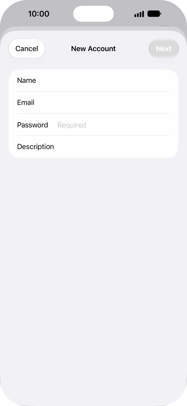 Press Password and key in the password for your email account. Press Password and key in the password for your email account.