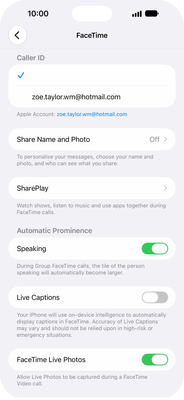 Press the required setting below 'Caller ID'. Press the required setting below 'Caller ID'.