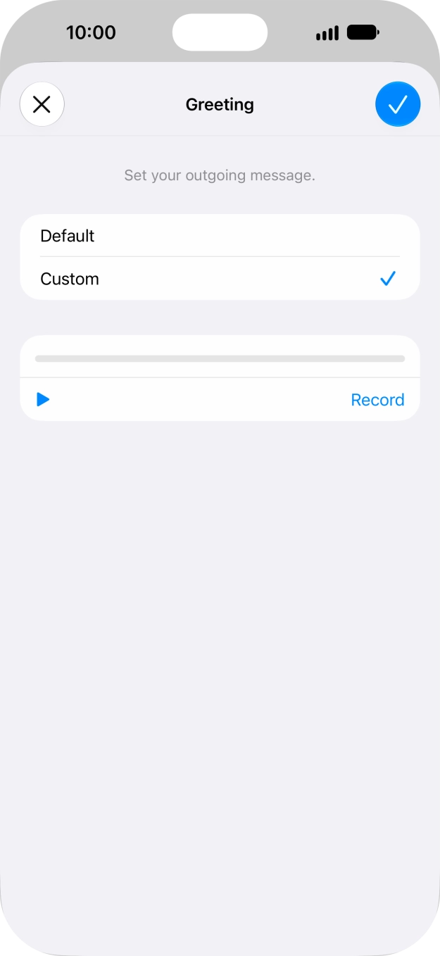 Press the play icon to play your personal greeting. Press the play icon to play your personal greeting.