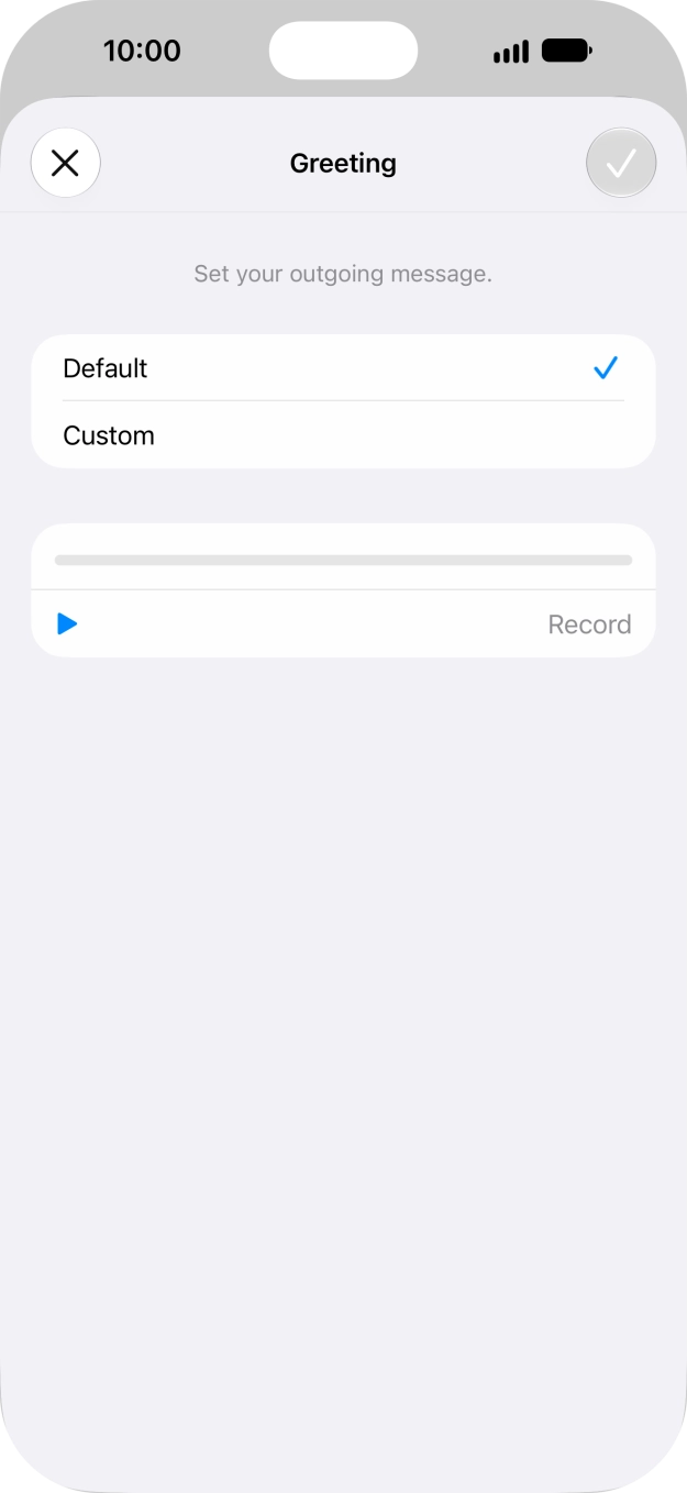 Press Default to select the default greeting. Press Default to select the default greeting.