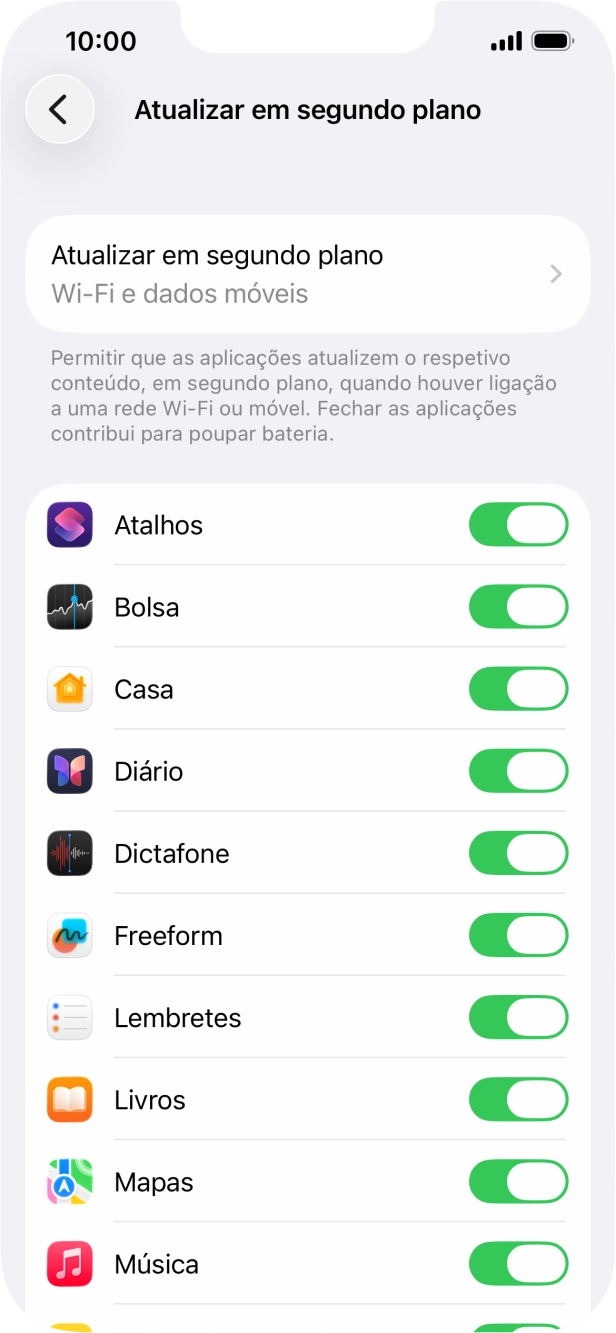 Prima Atualizar em segundo plano.