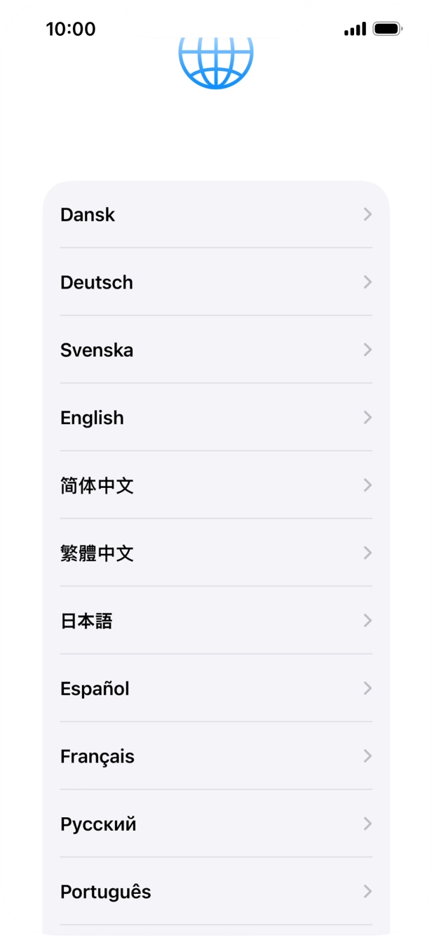 Prima o idioma pretendido.