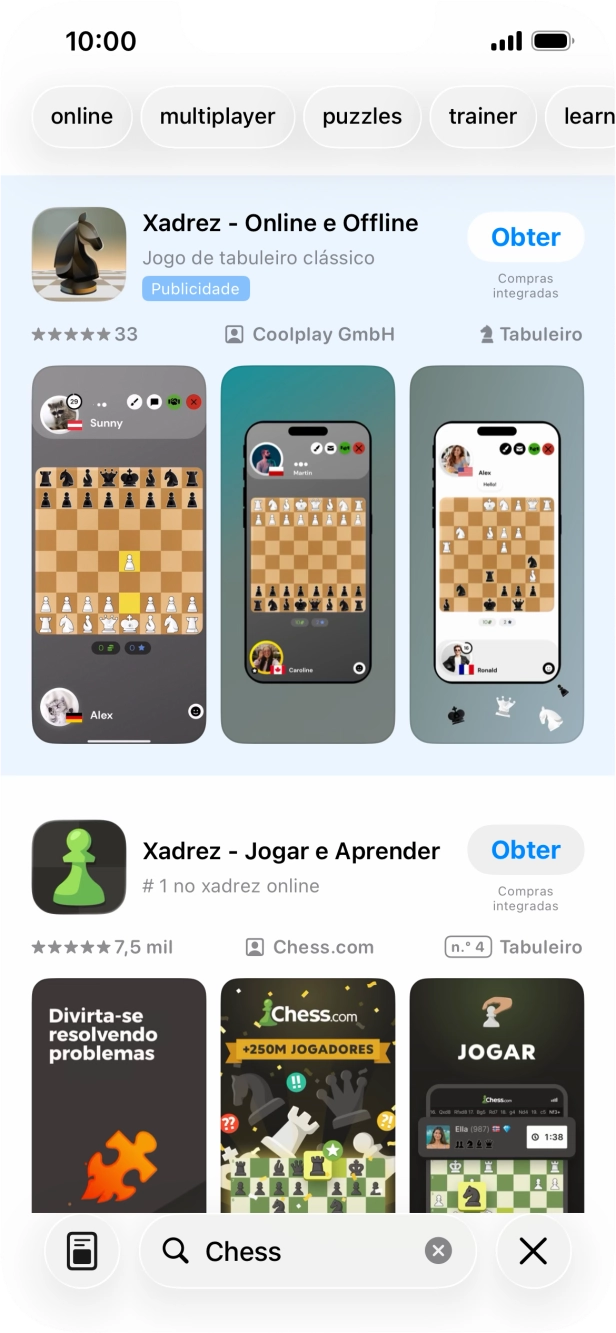 Prima a app pretendida.