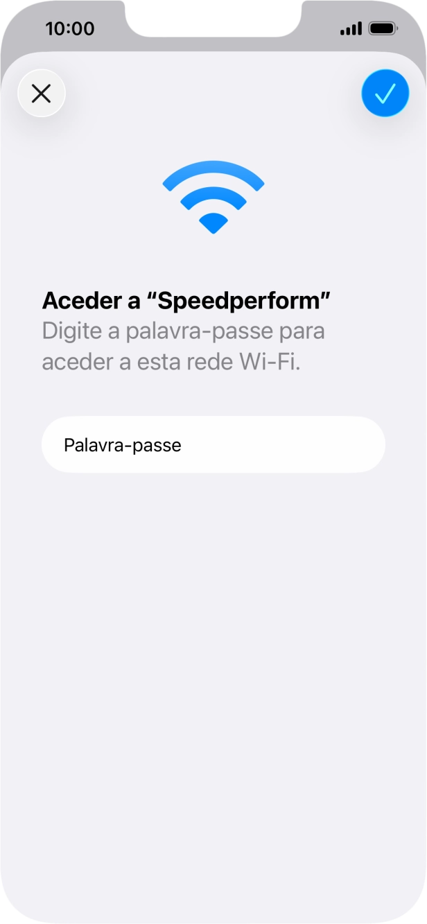 Prima o ícone para aceitar.