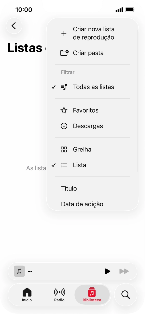 Prima Criar nova lista de reprodução.