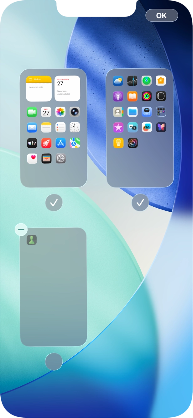 Prima o ícone de apagar junto do ecrã inicial pretendido.