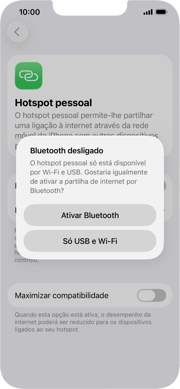 Se o Wi-Fi estiver ativado, prima Só USB e Wi-Fi .