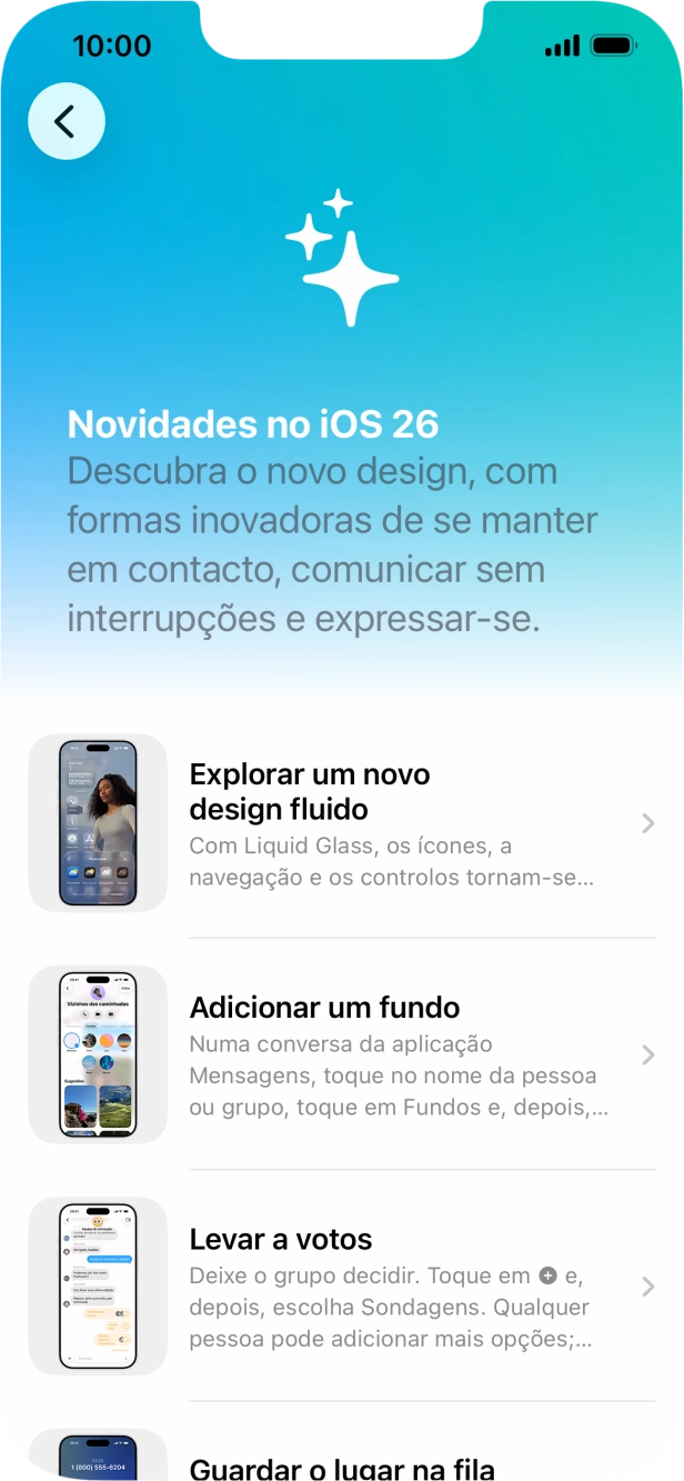 Para voltar ao ecrã inicial, deslize o dedo de baixo para cima a partir da base do ecrã.