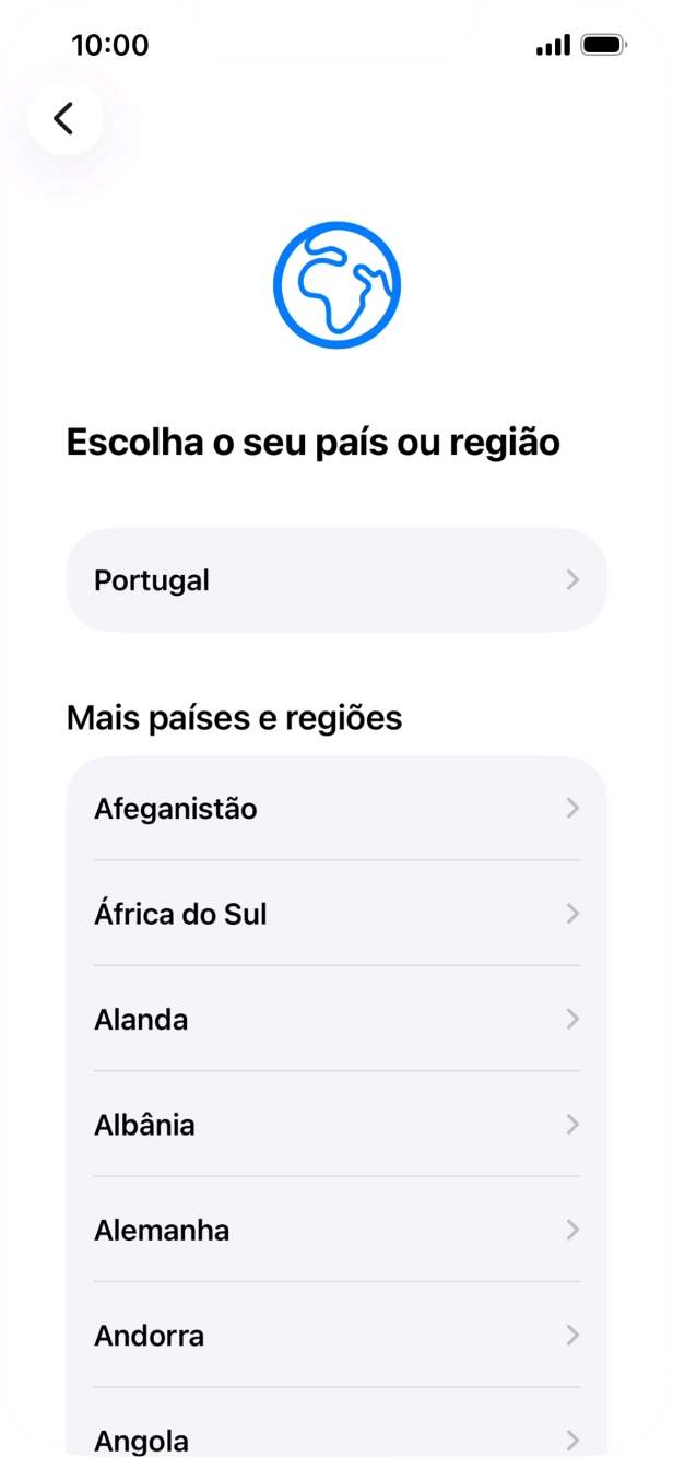 Prima a área ou país pretendido.