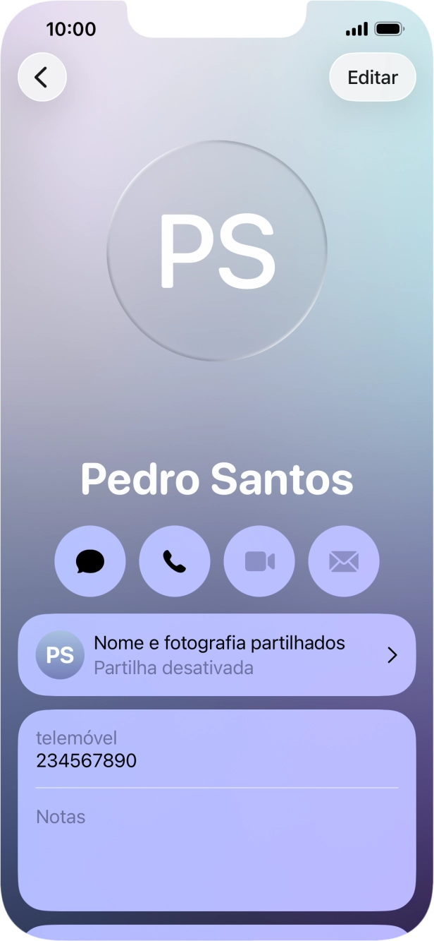 Prima Nome e fotografia partilhados.