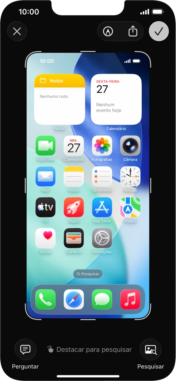 Siga as indicações no ecrã para editar e guardar a sua captura de ecrã.