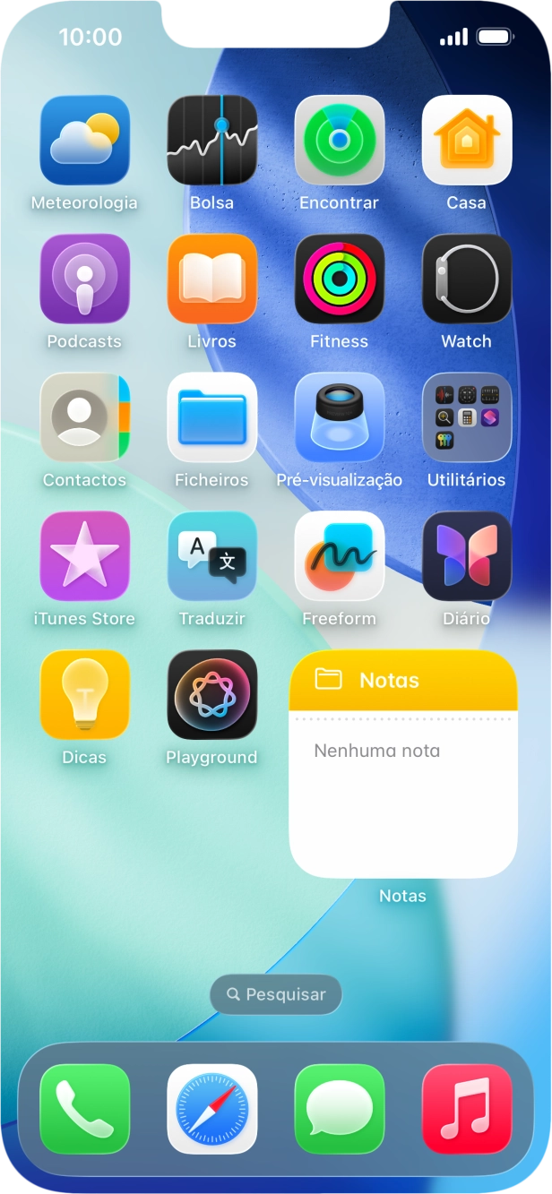 Se utilizar uma pilha de widgets: Deslize o dedo para cima ou para baixo na pilha para escolher o widget pretendido.