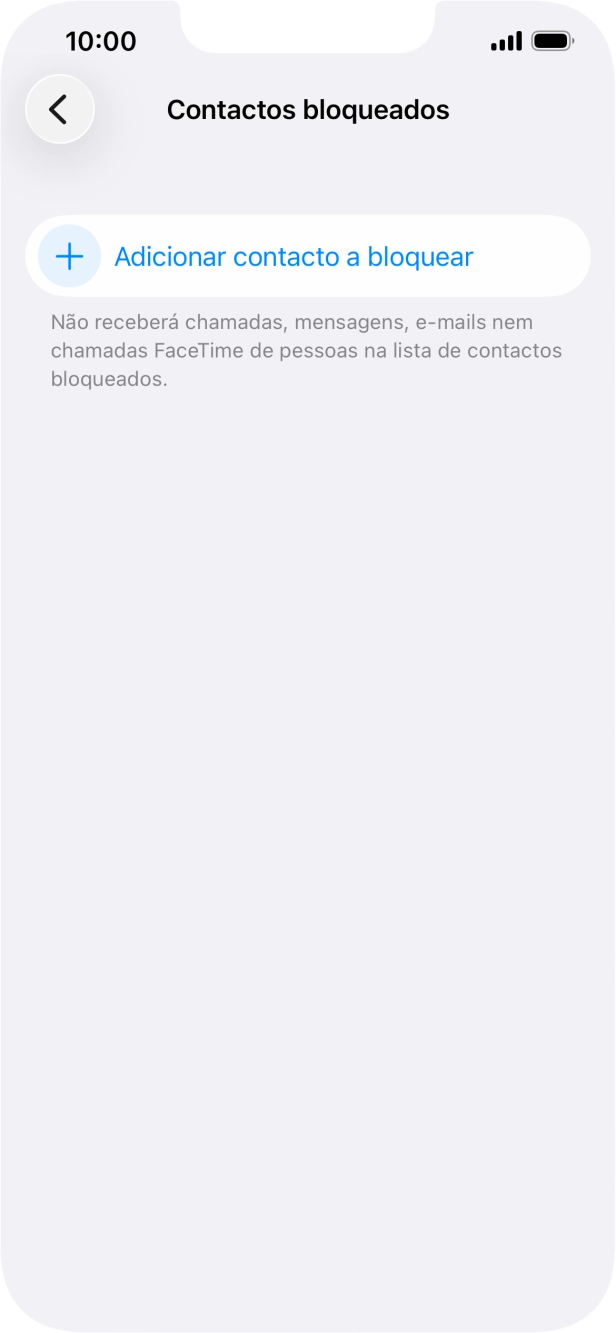 Prima Adicionar contacto a bloquear e siga as indicações no ecrã para bloquear um contacto.