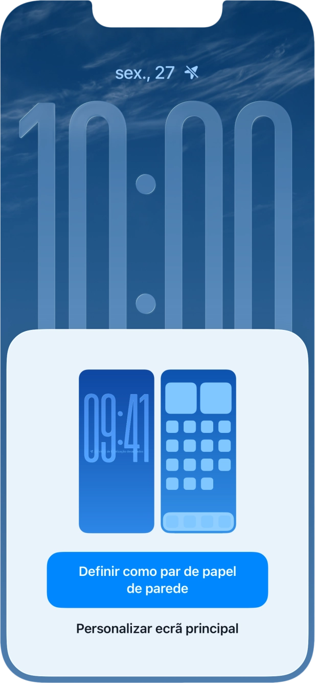 Se pretender utilizar o mesmo esquema de cores para o ecrã principal, prima Definir como par de papel de parede.