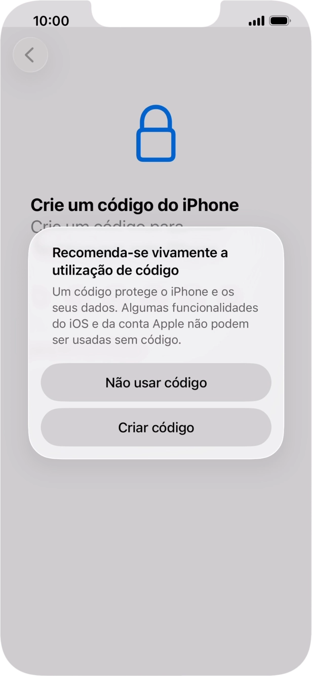 Se desativar a função, prima Não usar código.