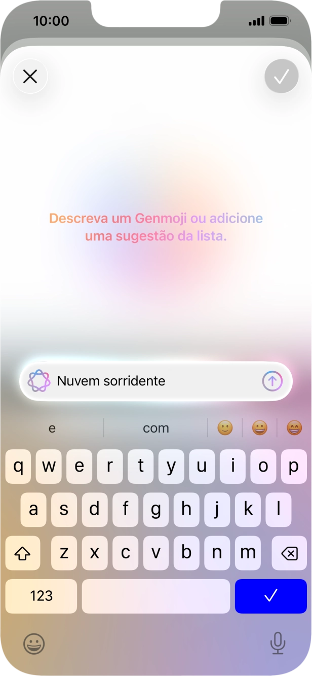Descreva em palavras suas a aparência do Genmoji e prima a seta para cima.