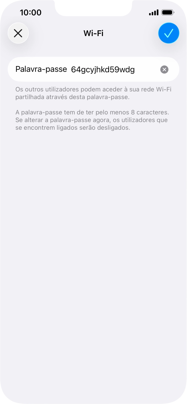 Prima o ícone para aceitar.