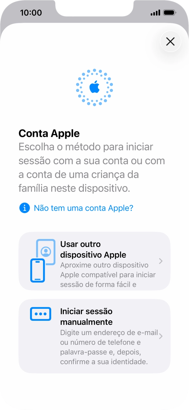 Prima Iniciar sessão manualmente.