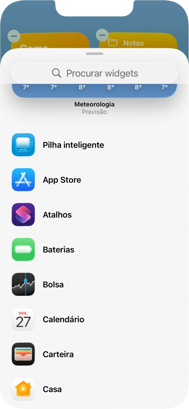 Prima o widget pretendido.