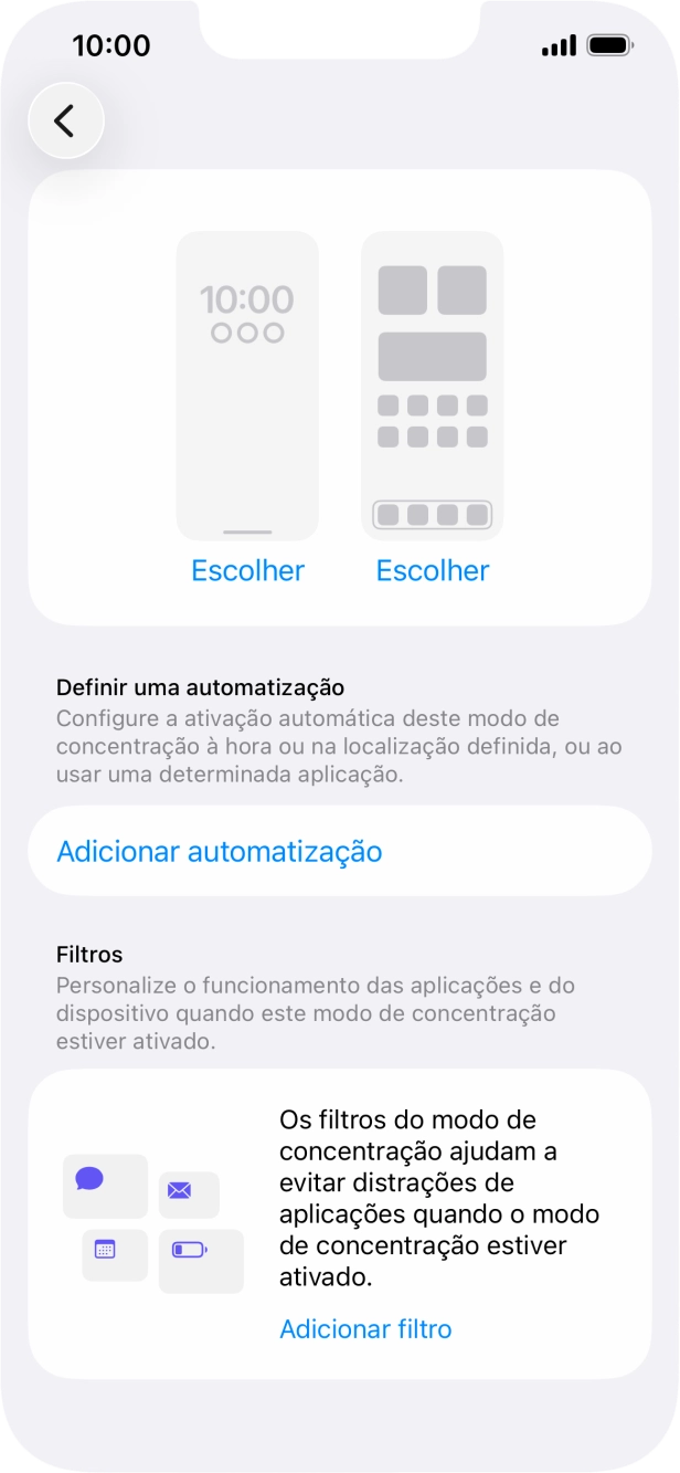 Prima Adicionar automatização e siga as indicações no ecrã para escolher as definições para ativação automática da função 