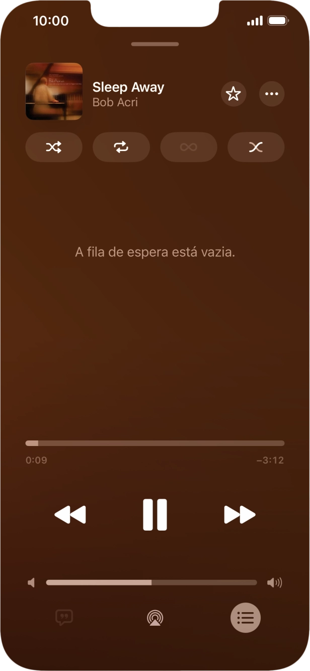 Prima o ícone de reprodução aleatória para ativar ou desativar a função.