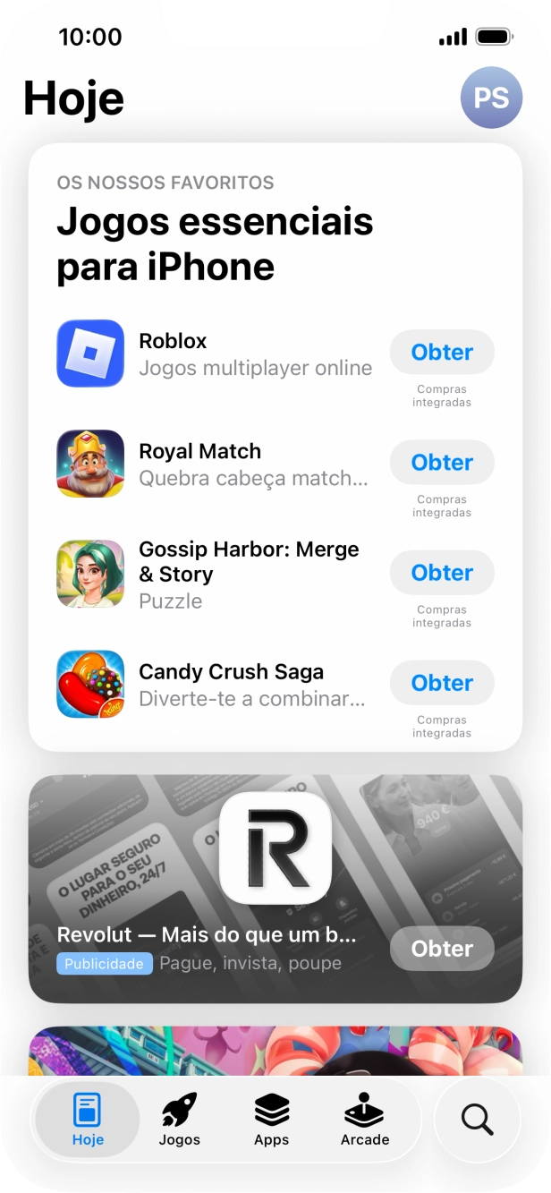 Prima o ícone para pesquisar.