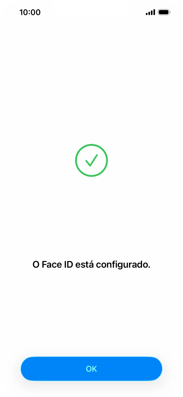 Prima OK. Se ainda não tiver escolhido um código de bloqueio do telefone, introduza um código à escolha duas vezes de seguida.