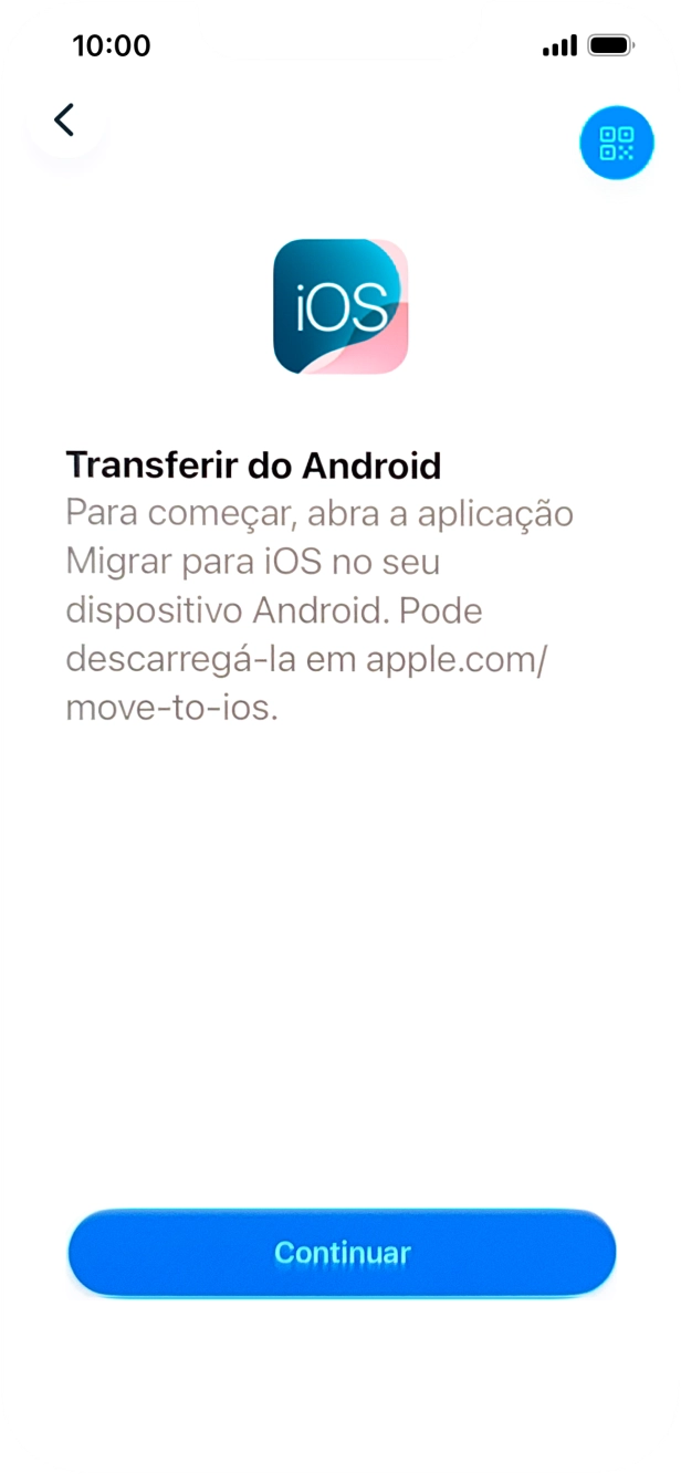 Antes de ser possível transferir conteúdo para o seu telefone, é necessário instalar a app 