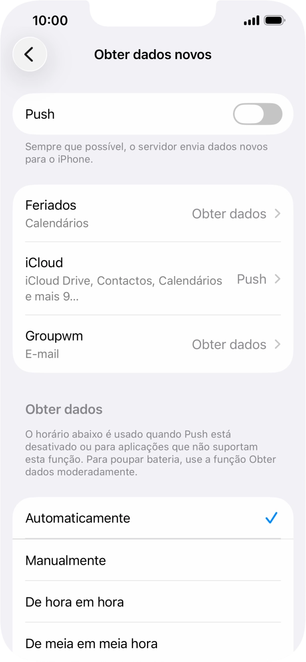 Se desativar a função, prima a definição pretendida.