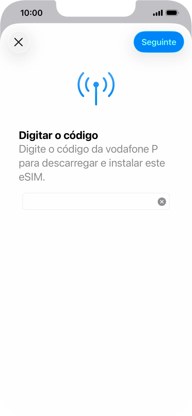 Introduza o código de confirmação enviado e prima Seguinte.