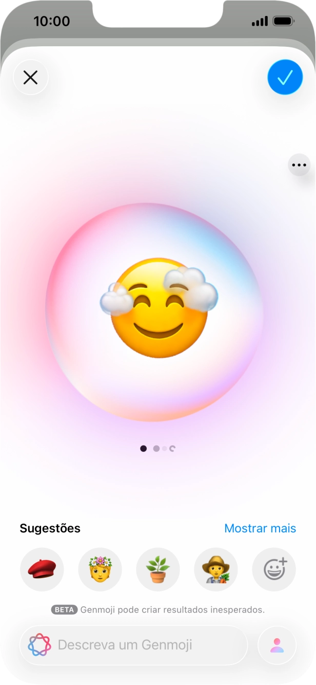 Deslize o dedo sobre o ecrã para a direita ou para a esquerda  para ver os resultados gerados.