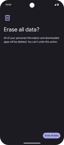 Press Erase all data. Wait a moment while the factory settings are restored. Follow the instructions on the screen to set up your phone and prepare it for use.