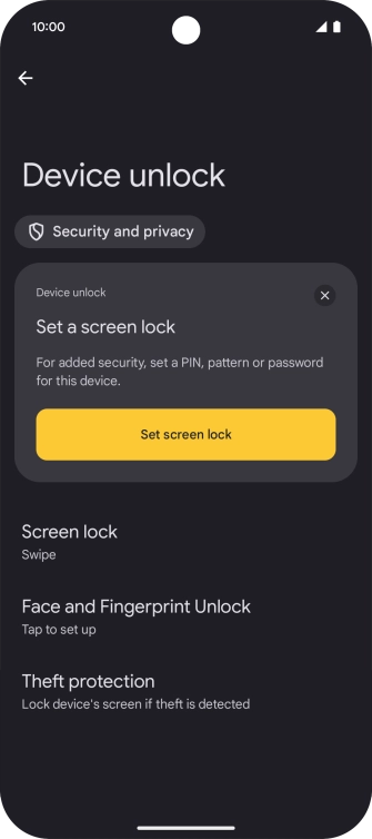 Press Face and Fingerprint Unlock.