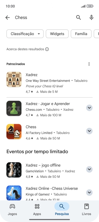 Prima a app pretendida.