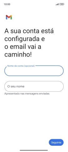Prima O seu nome e introduza o nome do remetente pretendido.