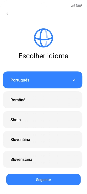 Prima o idioma pretendido.