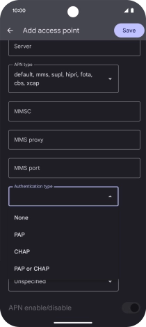 Press the required setting.