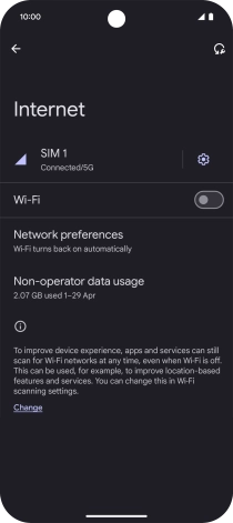 Press the indicator next to 'Wi-Fi' to turn on the function.