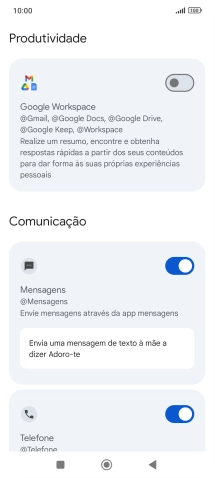 Prima o indicador junto à extensão pretendida para ativar a função.