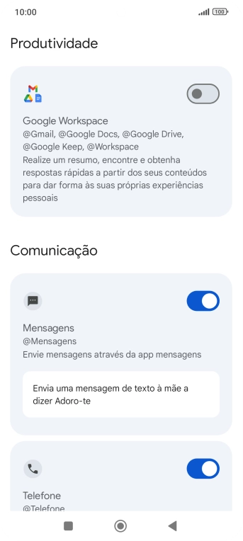 Prima o indicador junto à extensão pretendida para ativar a função.