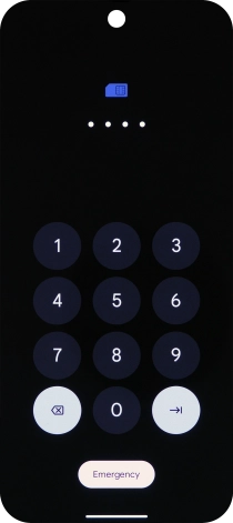 If you're asked to key in your SIM PIN, do so and press arrow right. The default SIM PIN is 0000.