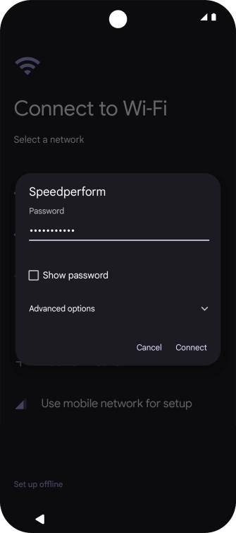 Key in the password for the WiFi network and press Connect.