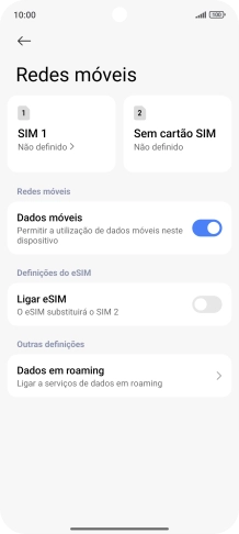 Prima o nome do cartão SIM.