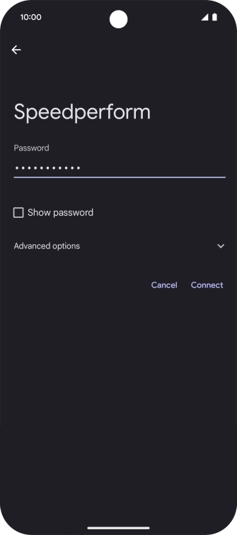 Key in the password for the WiFi network and press Connect.