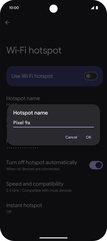 Key in the required WiFi hotspot name and press OK.