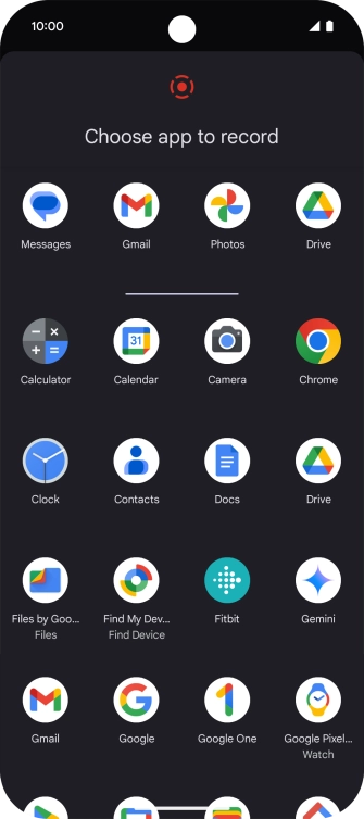 Press the app you want to record to start recording.