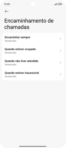 Prima o tipo de desvio pretendido.