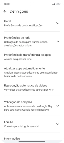 Prima Atualizar apps automaticamente.